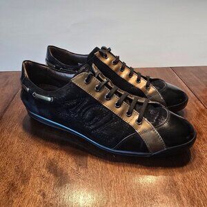 AGL Attilio Guisti Leombruni D902001 Black/Gold lace up shoe Sz 41 Made in Italy